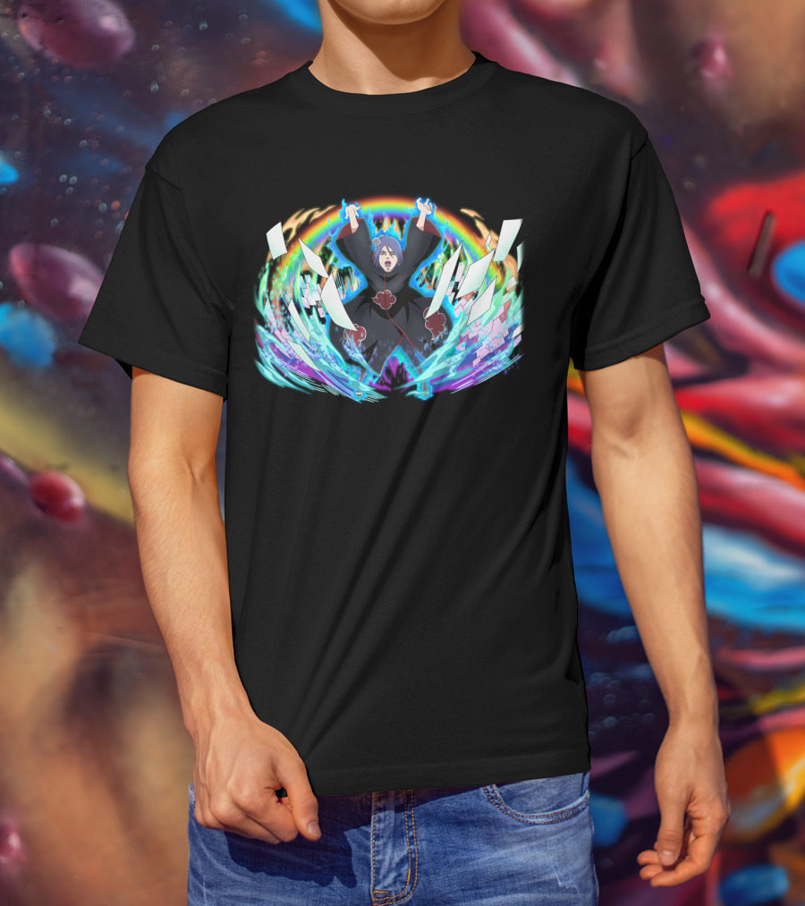 Konan Akatsuki Paper Jutsu Rainbow Energy Burst T-Shirt