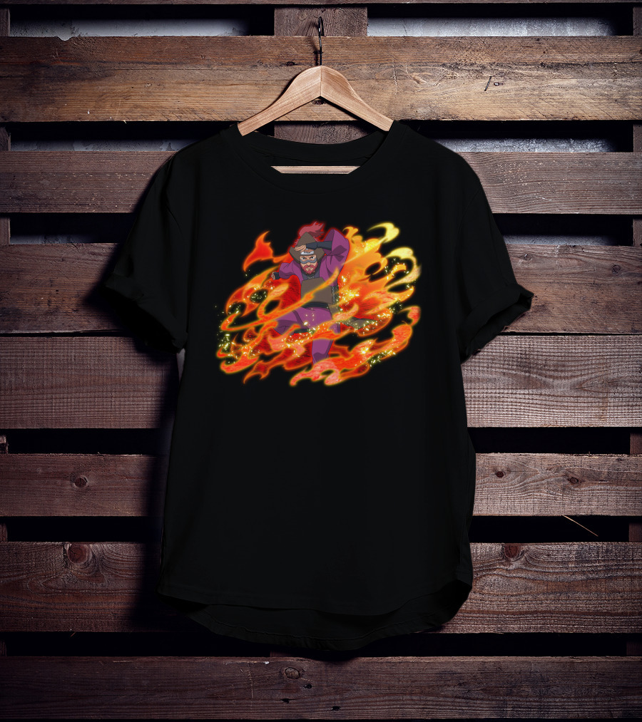 Roshi Fire Aura Anime Character Red And Purple T-Shirt