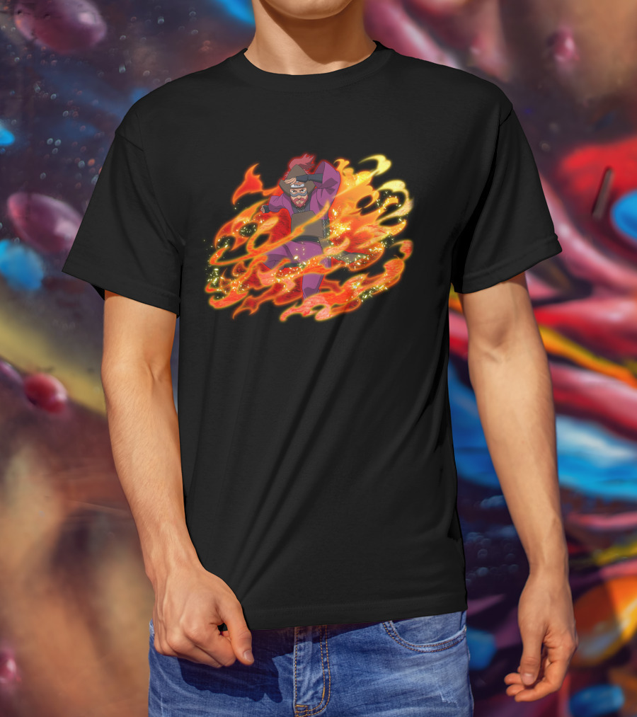 Roshi Fire Aura Anime Character Red And Purple T-Shirt