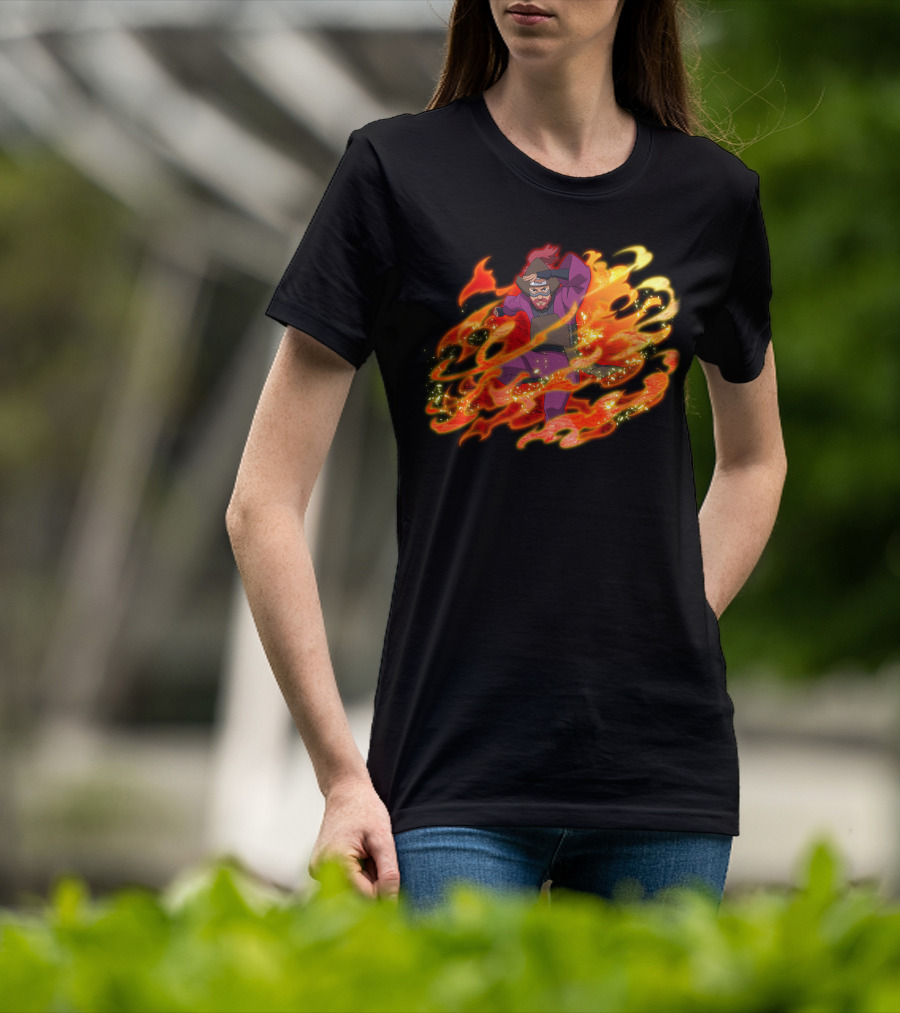 Roshi Fire Aura Anime Character Red And Purple T-Shirt