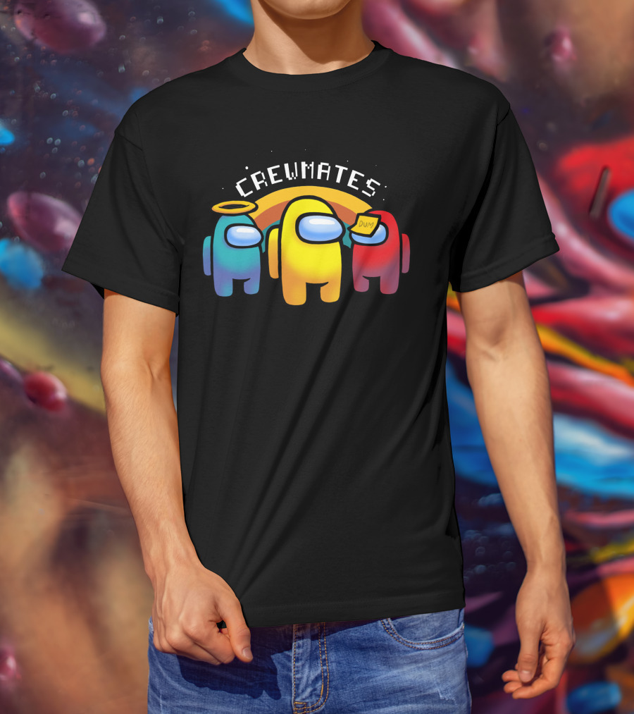 Crewmates Among Us Impostors Dumb Note Halo Rainbow T-Shirt