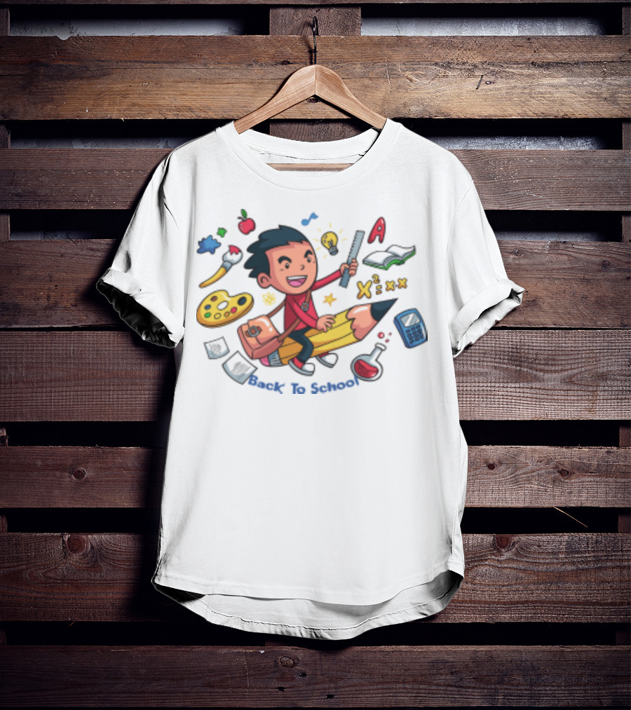 Fly To School Back To School Adventure With Art Mathematics And Science Elements T-Shirt