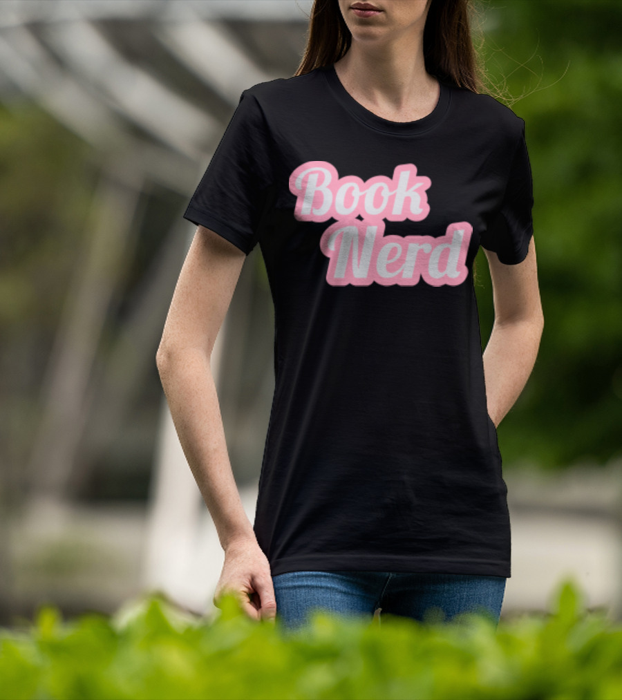 Book Nerd Back To School Style Pink Bubble Letters T-Shirt