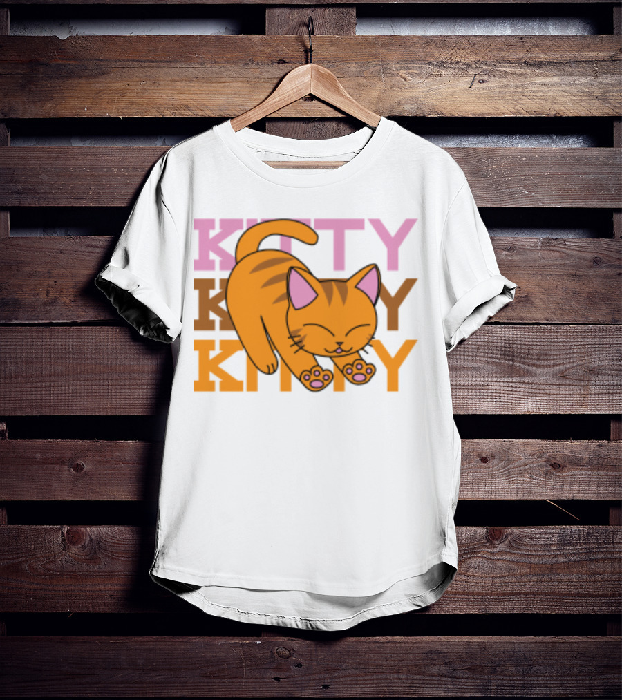 Kitty Kitty Playful Ginger Cat Illustration With Pastel Text T-Shirt