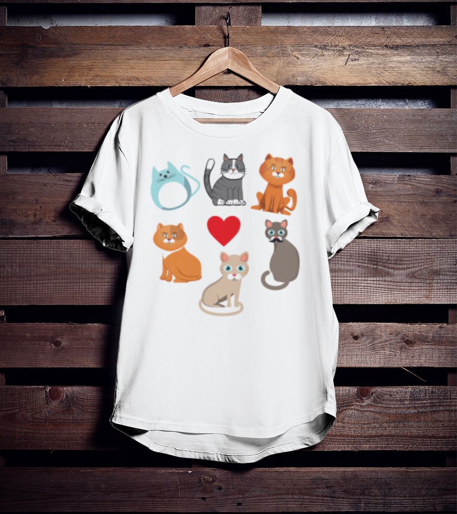 Nice Kitty Love Adorable Cats And Heart T-Shirt