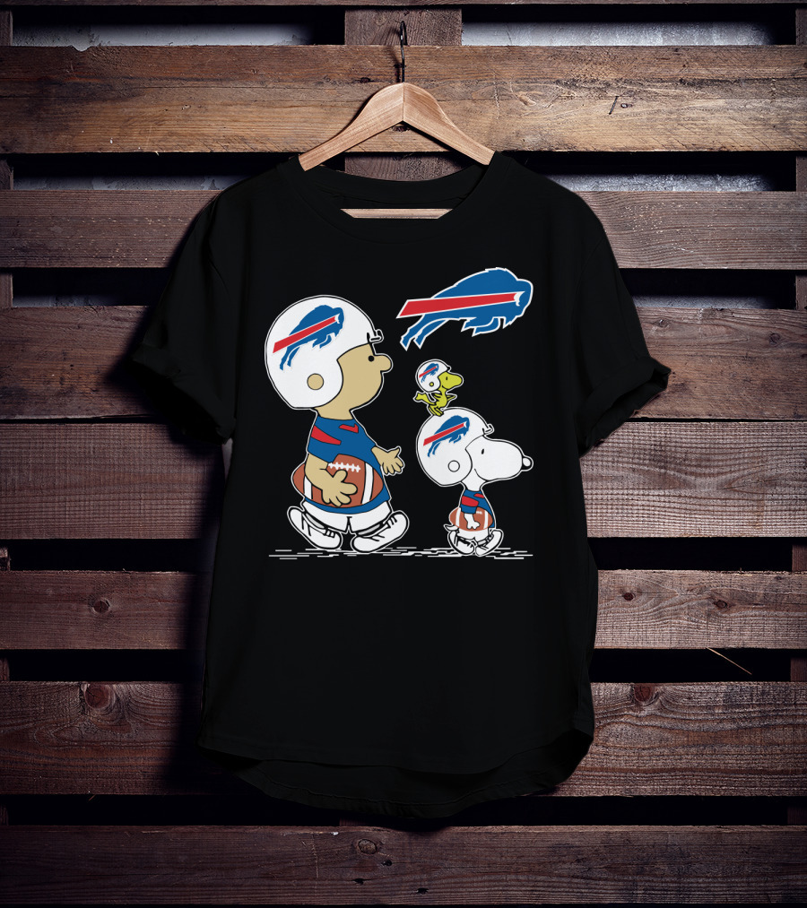 Buffalo Bills Christmas Peanuts Characters Football Helmets T-Shirt