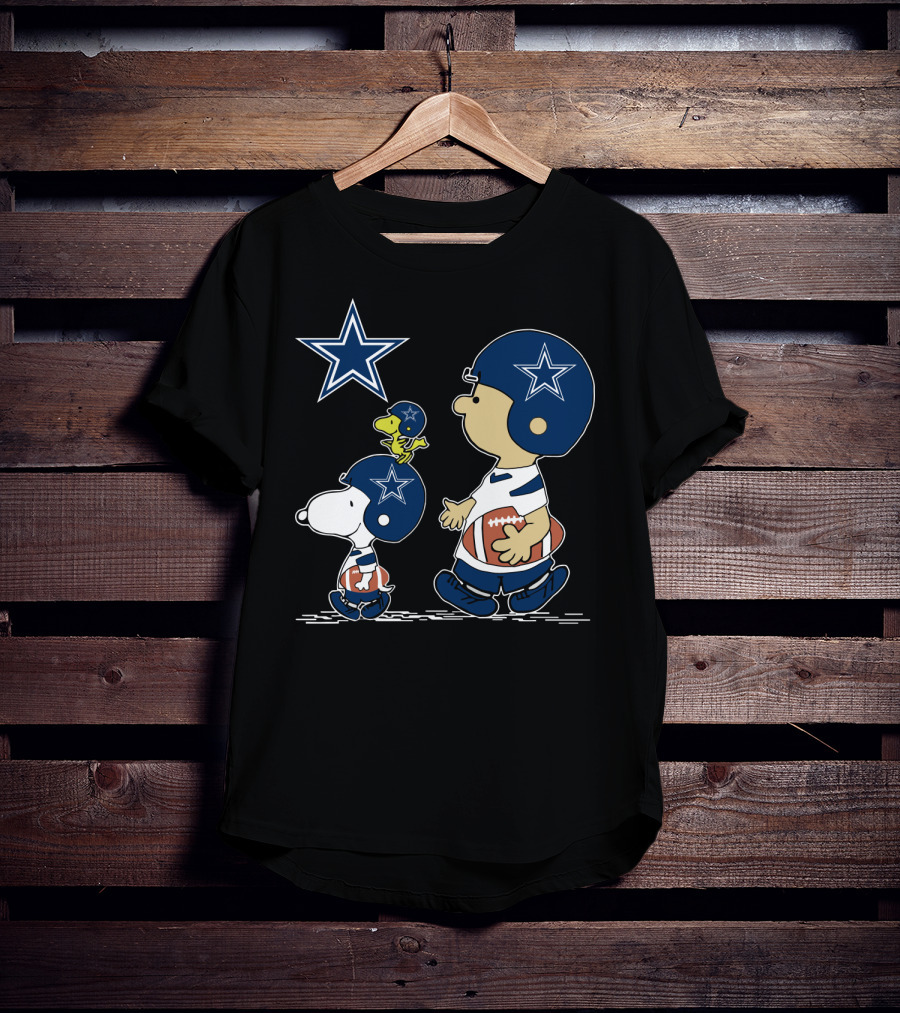 Dallas Cowboys Christmas Peanuts Cute Football Characters T-Shirt