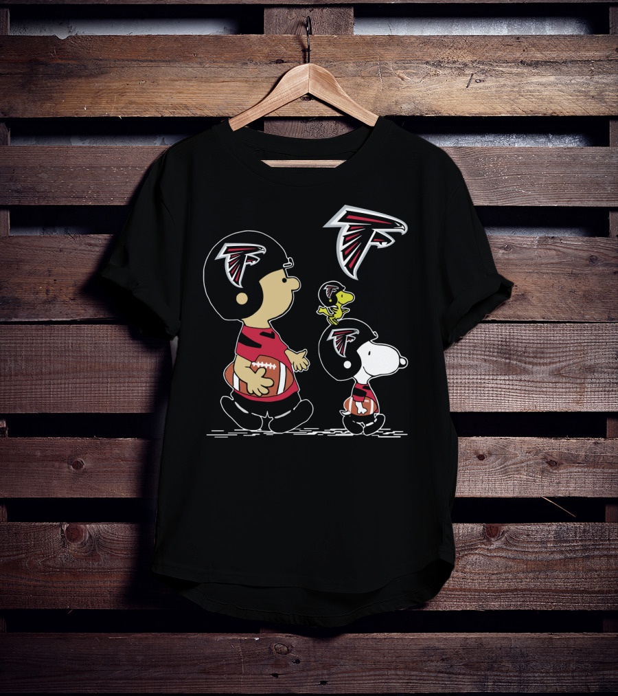 Peanuts Christmas Atlanta Falcons Football Charlie Brown Snoopy Woodstock T-Shirt