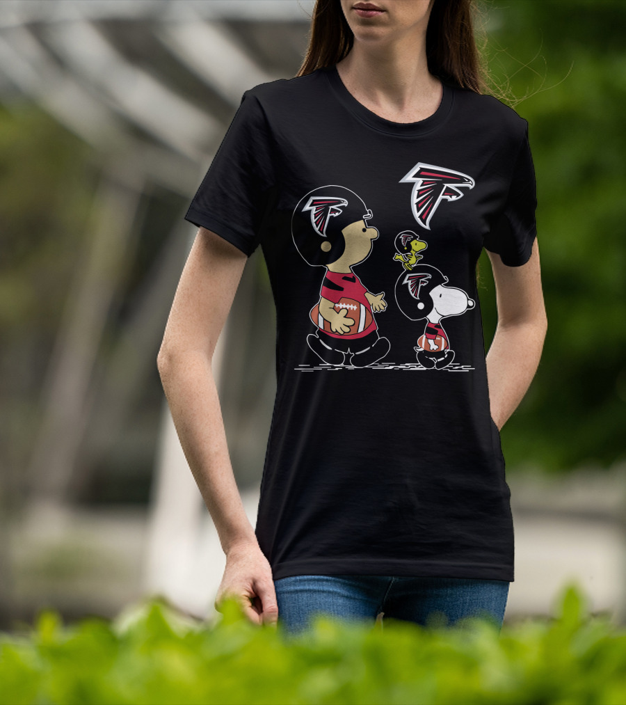 Peanuts Christmas Atlanta Falcons Football Charlie Brown Snoopy Woodstock T-Shirt