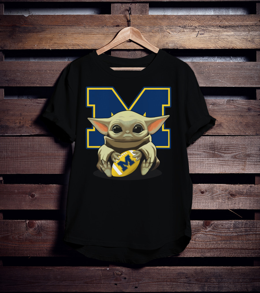 Yoda Baby M Wolverines Football T-Shirt