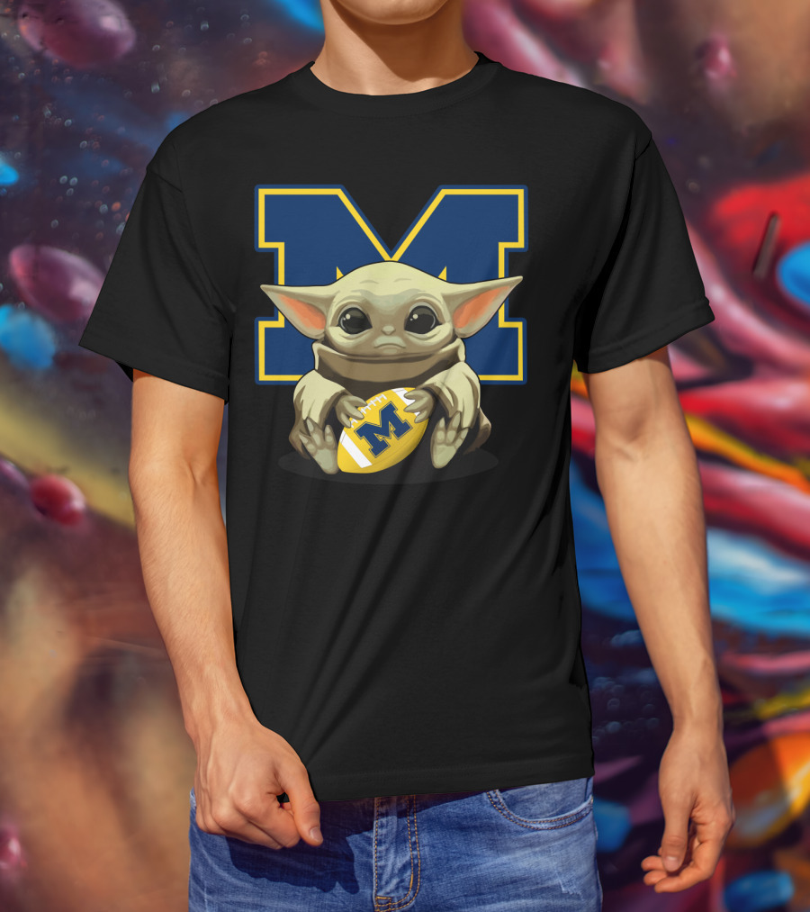 Yoda Baby M Wolverines Football T-Shirt