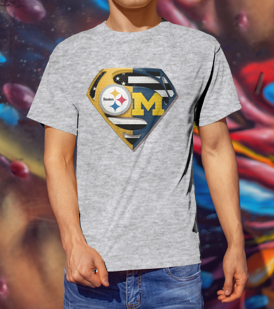 Steelers Michigan Wolverines Superman T-Shirt