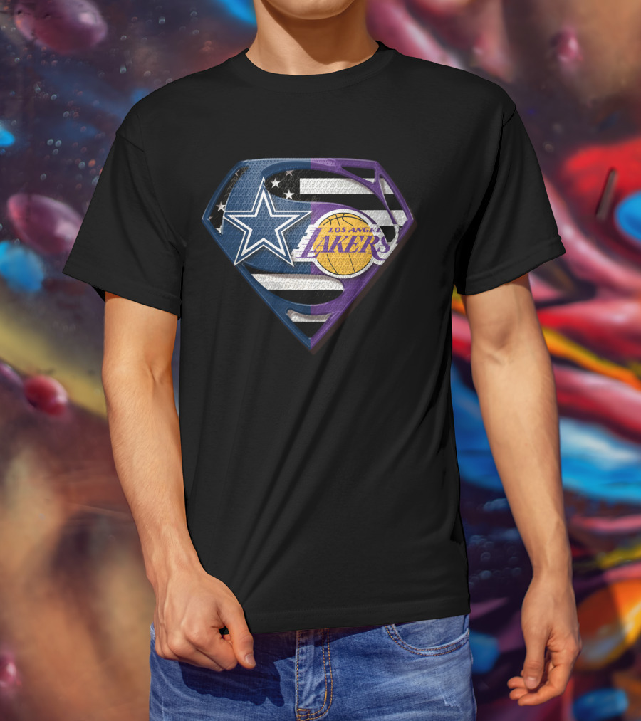 Superman Star Dallas Cowboys Los Angeles Lakers Badge T-Shirt
