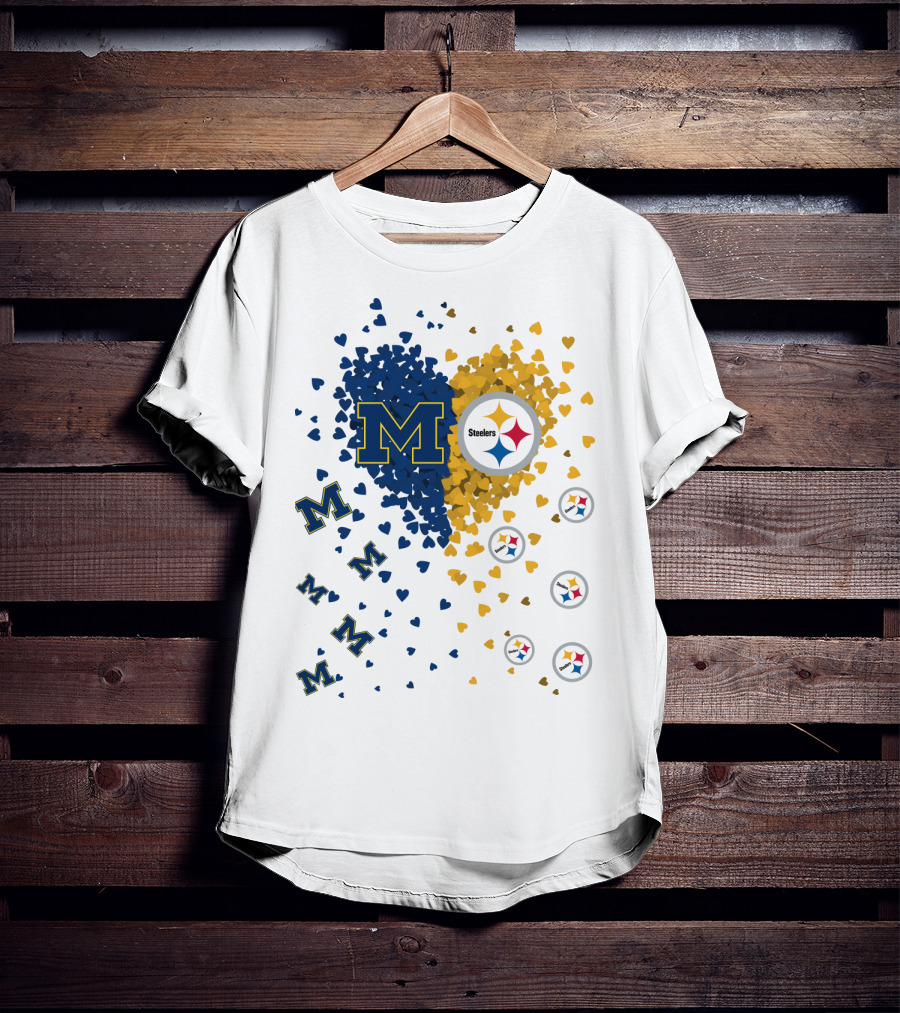 Steelers Heart With Wolverines M Symbol T-Shirt