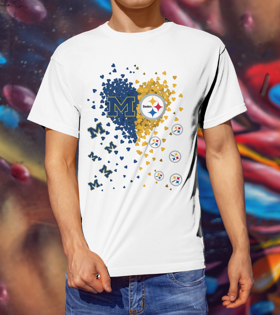 Steelers Heart With Wolverines M Symbol T-Shirt