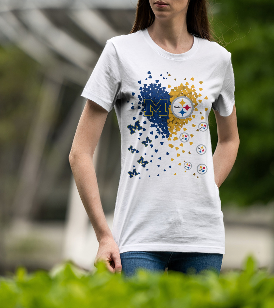 Steelers Heart With Wolverines M Symbol T-Shirt