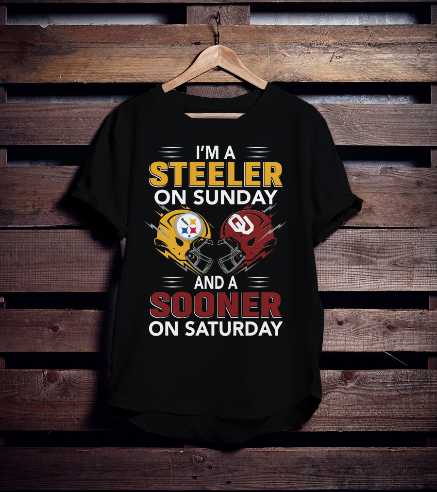 I'm A Steeler On Sunday And A Sooner On Saturday Helmets T-Shirt