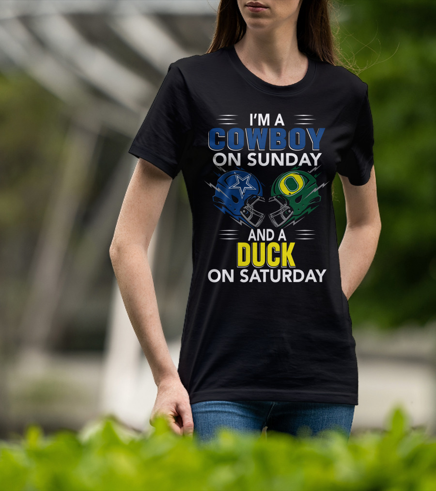 I'm A Cowboy On Sunday And A Duck On Saturday Football Helmets T-Shirt
