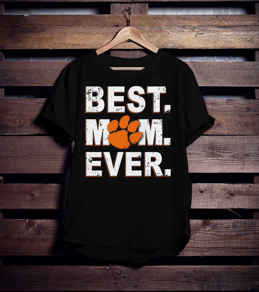 BEST MOM EVER CLEMSON TIGERS Paw Prints T-Shirt