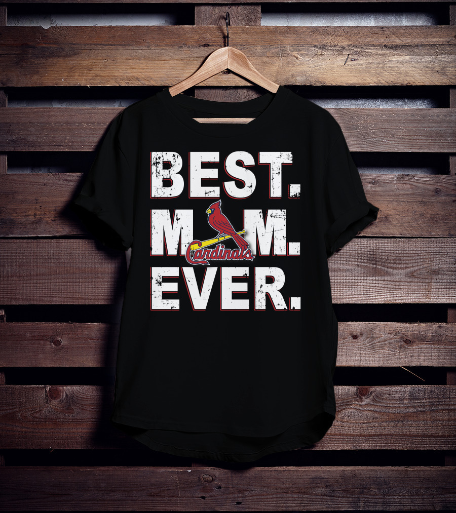 BEST MOM EVER STL Cardinals Bird On Bat T-Shirt