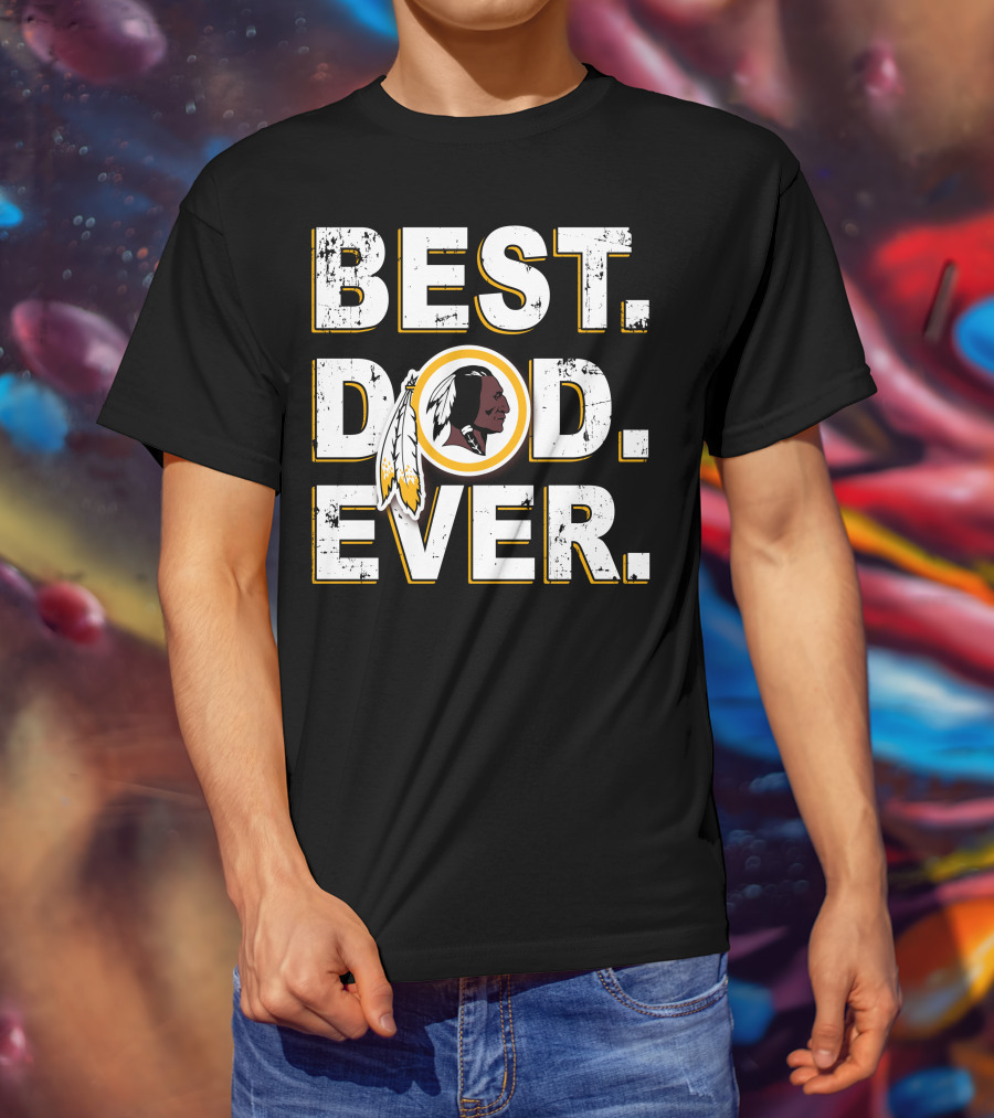 Best Dad Ever Washington Football Feather Symbol T-Shirt