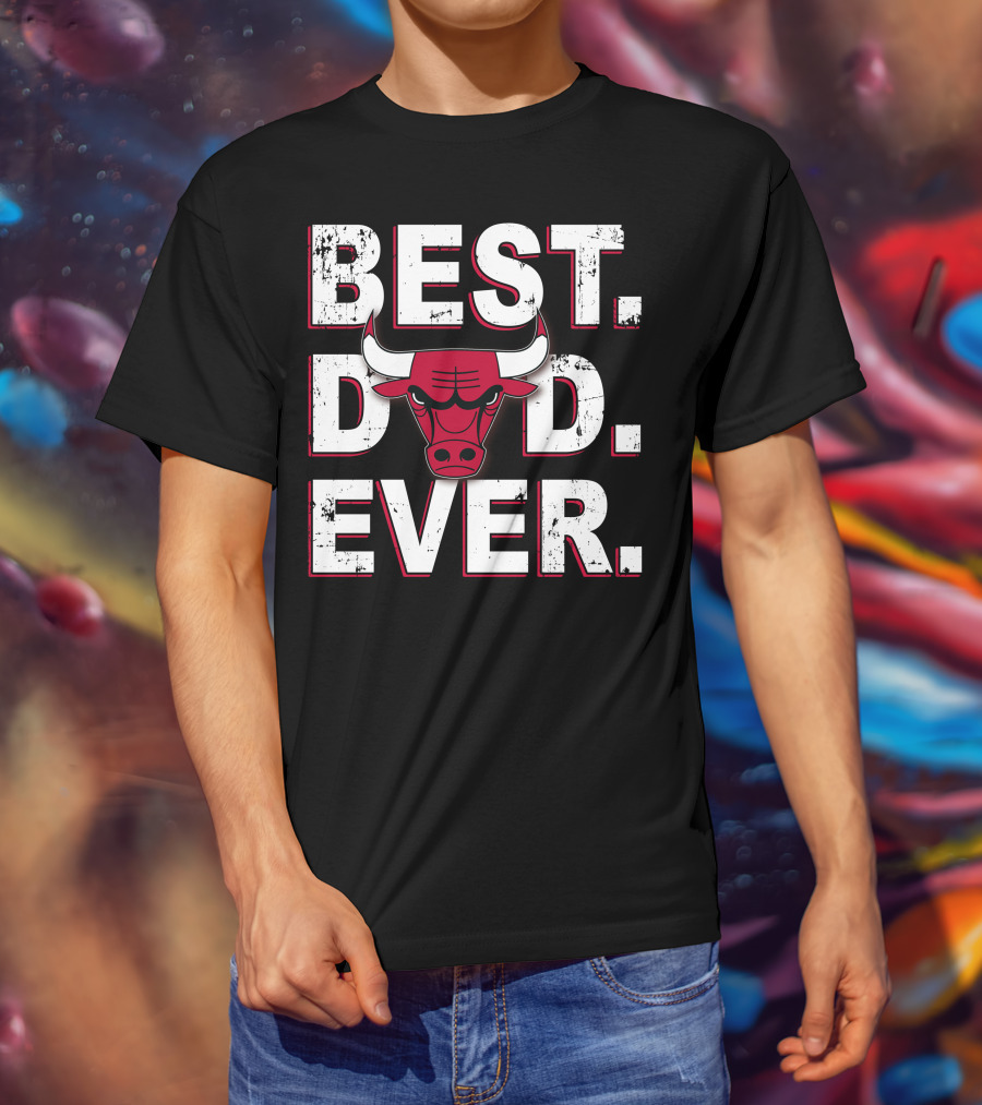 Best Dad Ever Chicago Bulls Logo Nba Basketball Fathers Day T-Shirt