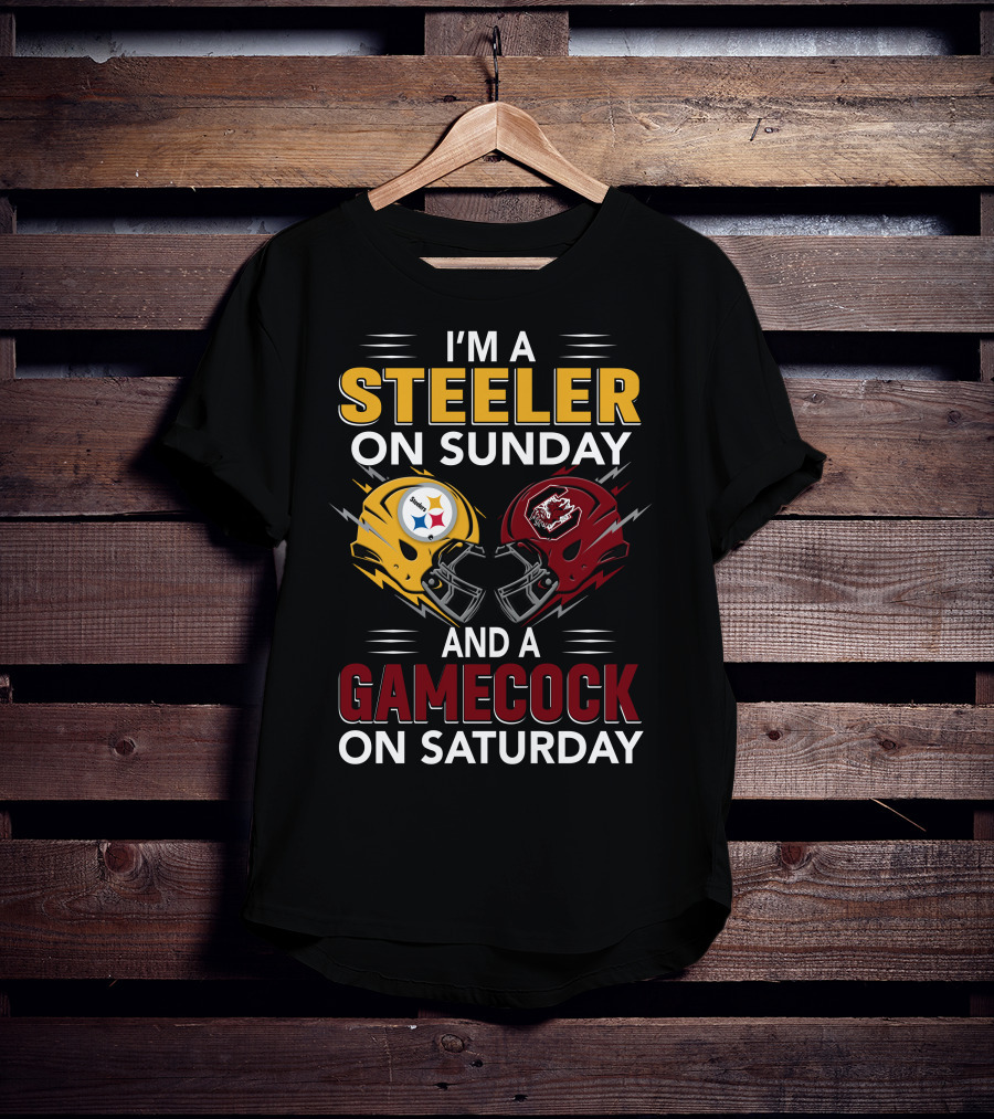 I'm A Steeler On Sunday And A Gamecock On Saturday Football Helmets T-Shirt