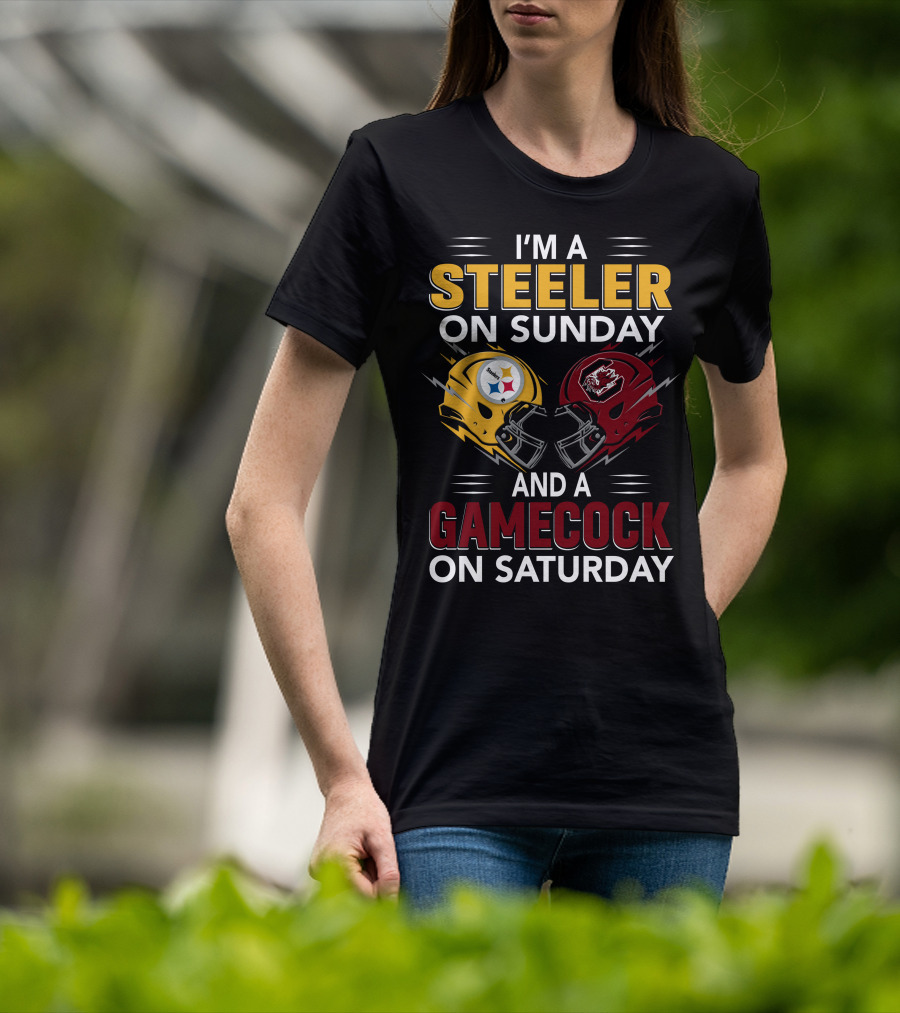 I'm A Steeler On Sunday And A Gamecock On Saturday Football Helmets T-Shirt