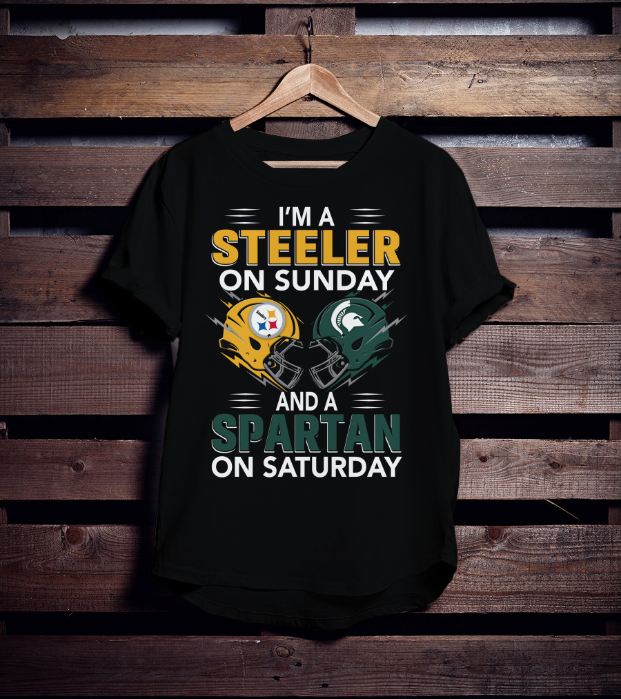 I'm A Steeler On Sunday And A Spartan On Saturday Football Helmets T-Shirt