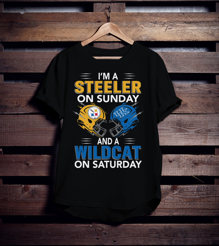 Steeler On Sunday Wildcat On Saturday Football Fan Pride Helmet T-Shirt