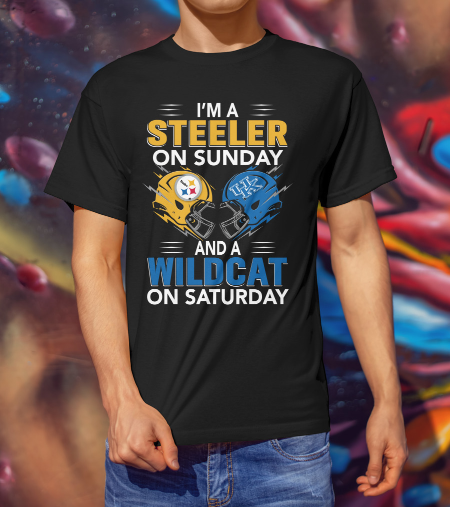 Steeler On Sunday Wildcat On Saturday Football Fan Pride Helmet T-Shirt