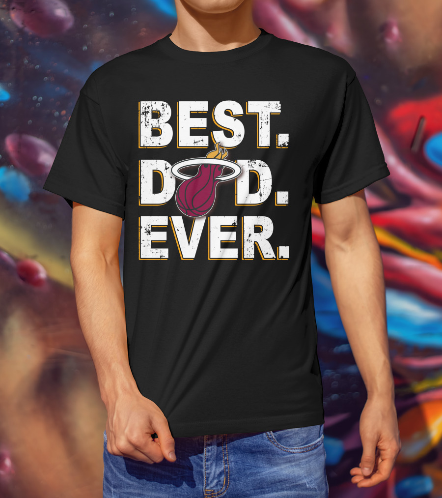 Best Dad Ever Miami Basketball Team Flame Ball T-Shirt