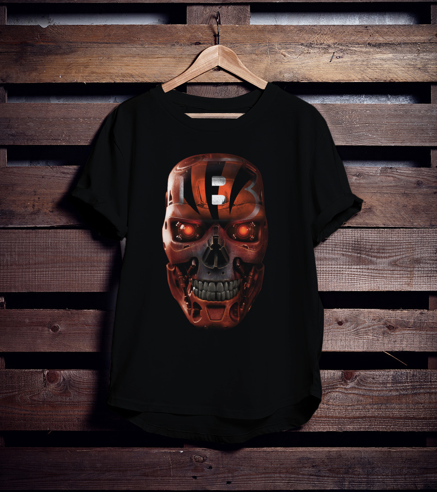 Terminator-Inspired Cincinnati Bengals Skull T-Shirt
