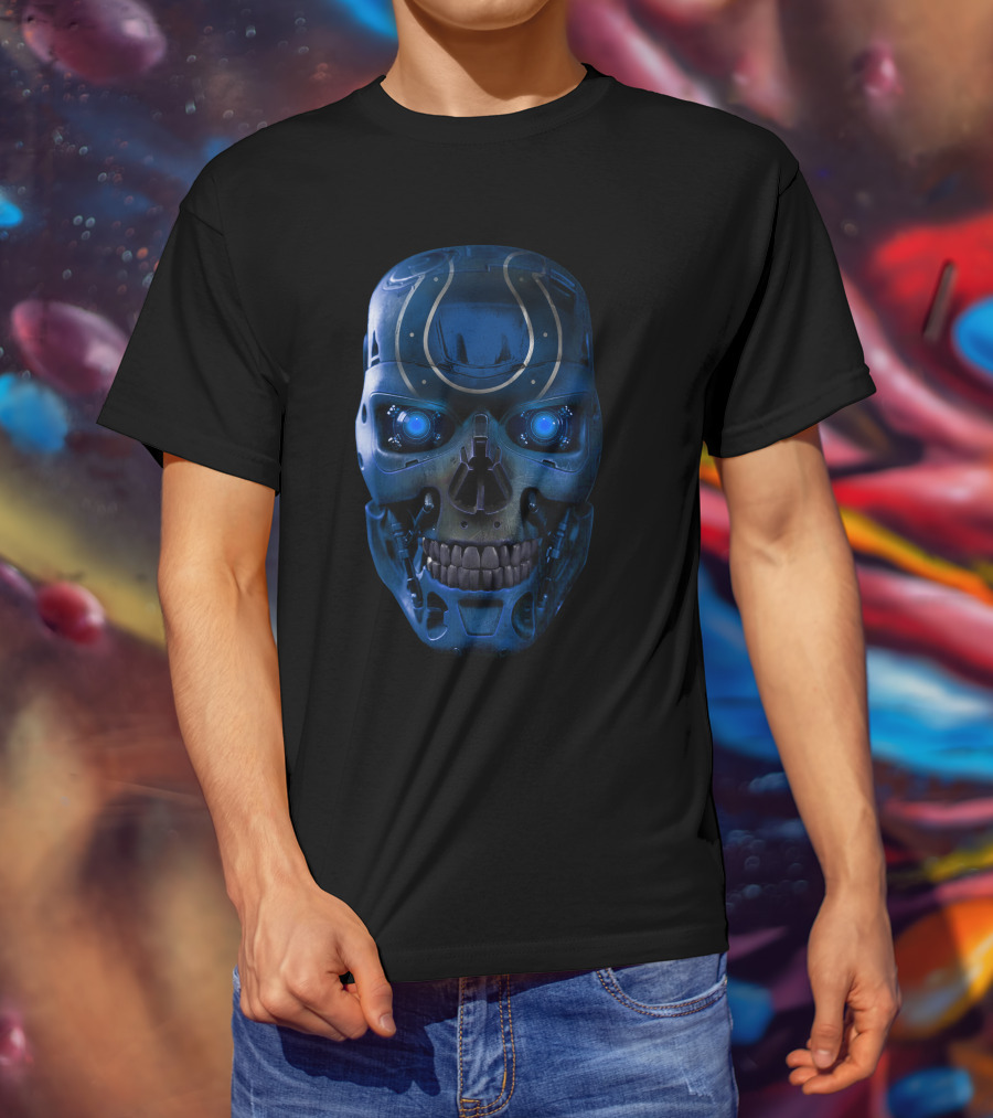 Colts Blue Cyber Skull T-Shirt