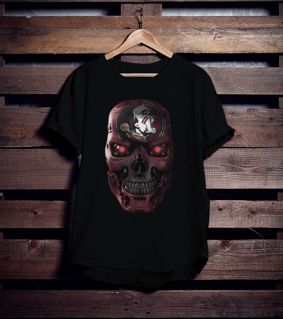 Seminoles Skull With Robotic Elements T-Shirt