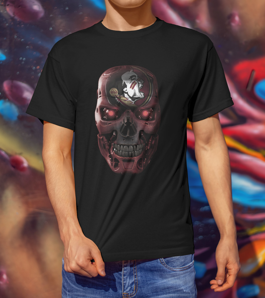 Seminoles Skull With Robotic Elements T-Shirt