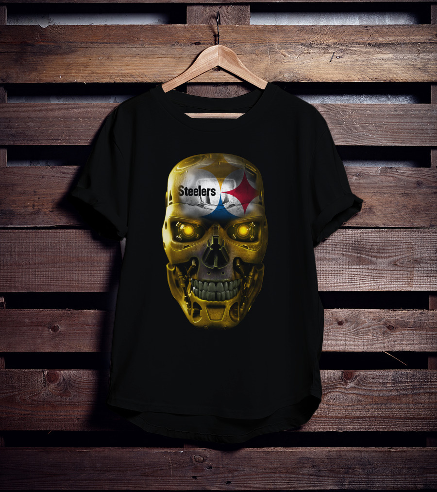 Steelers Skull Terminator Style T-Shirt
