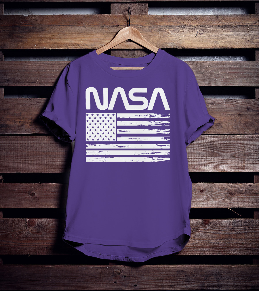 NASA Distressed American Flag Rocketry T-Shirt