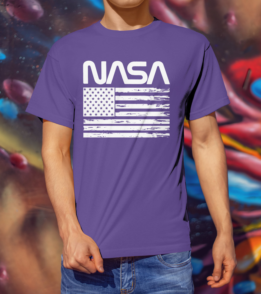 NASA Distressed American Flag Rocketry T-Shirt