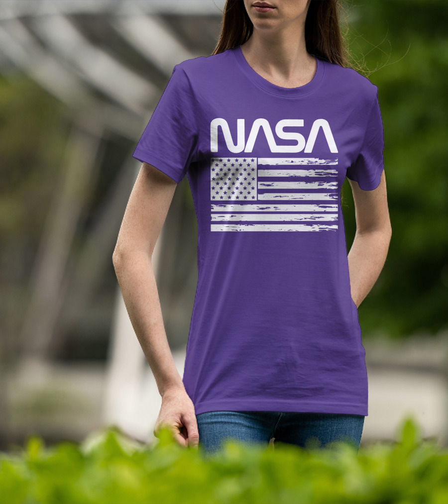 NASA Distressed American Flag Rocketry T-Shirt