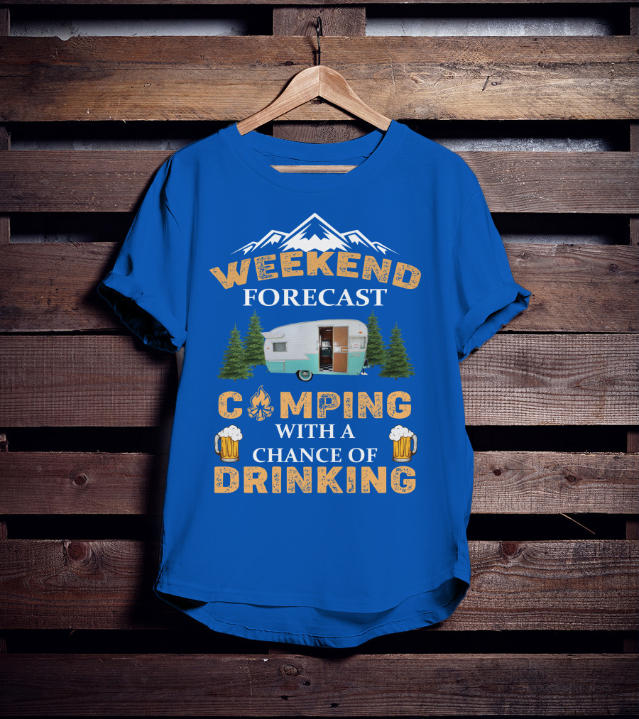 Weekend Forecast Camping Drinking Shasta COMPACT Trailer T-Shirt