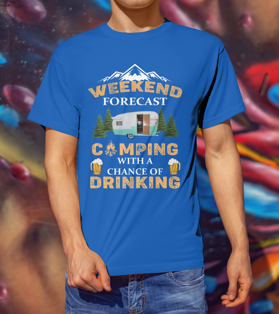 Weekend Forecast Camping Drinking Shasta COMPACT Trailer T-Shirt