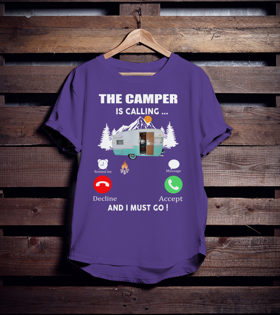The Camper Is Calling And I Must Go Vintage Shasta Compact Trailers T-Shirt