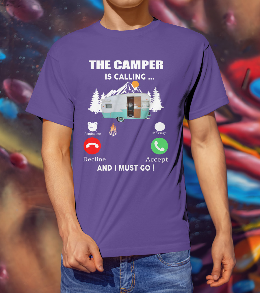 The Camper Is Calling And I Must Go Vintage Shasta Compact Trailers T-Shirt