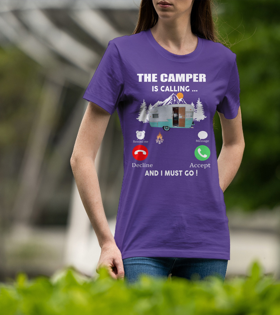 The Camper Is Calling And I Must Go Vintage Shasta Compact Trailers T-Shirt