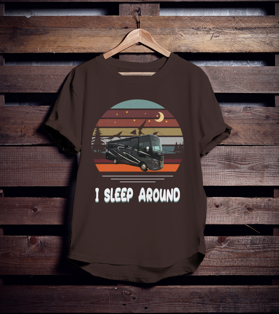 Winnebago Vista LX 27 I Sleep Around Retro Moon Stars Camping T-Shirt