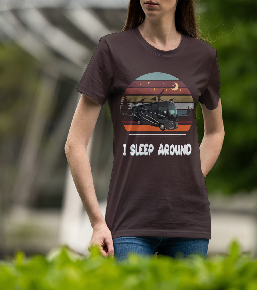 Winnebago Vista LX 27 I Sleep Around Retro Moon Stars Camping T-Shirt