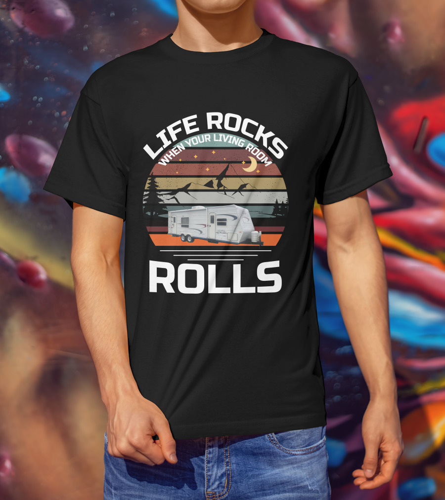 Life Rocks When Your Living Room Rolls Jayco Flight Camper Adventure T-Shirt
