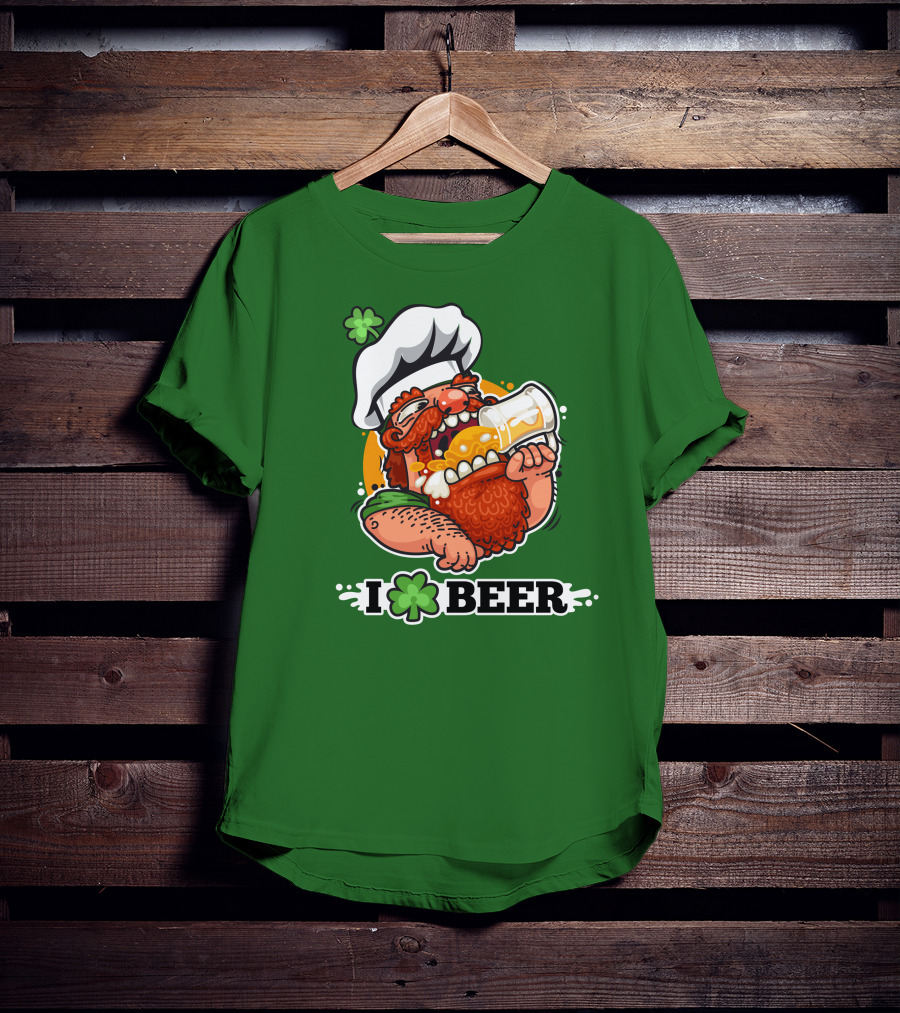Irish Chef Shamrock I Love Beer T-Shirt