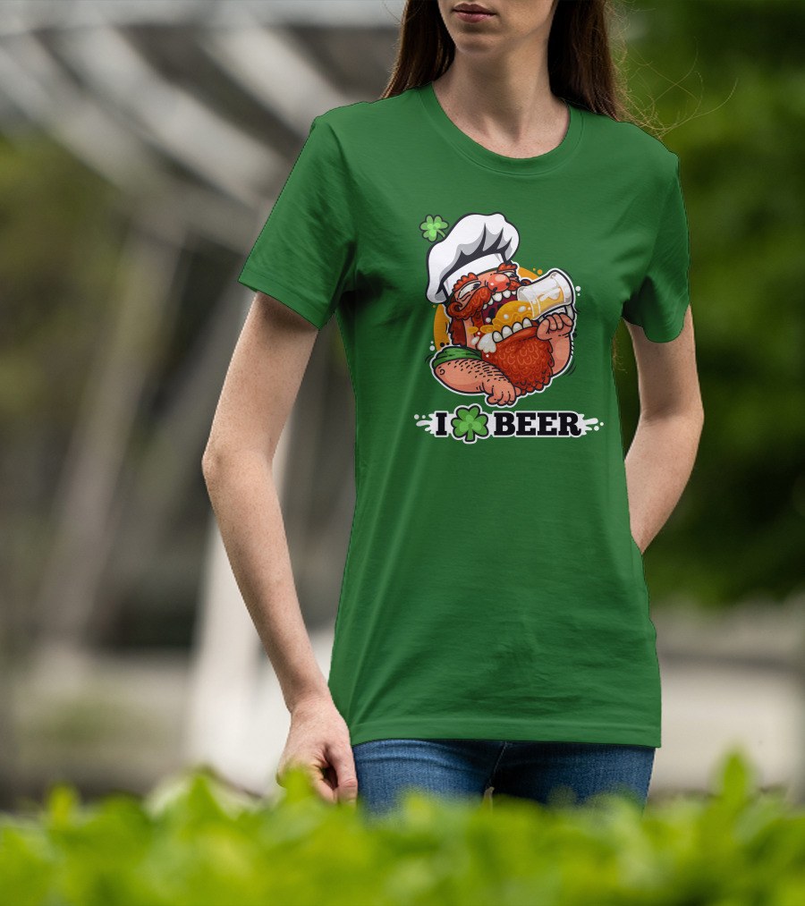 Irish Chef Shamrock I Love Beer T-Shirt